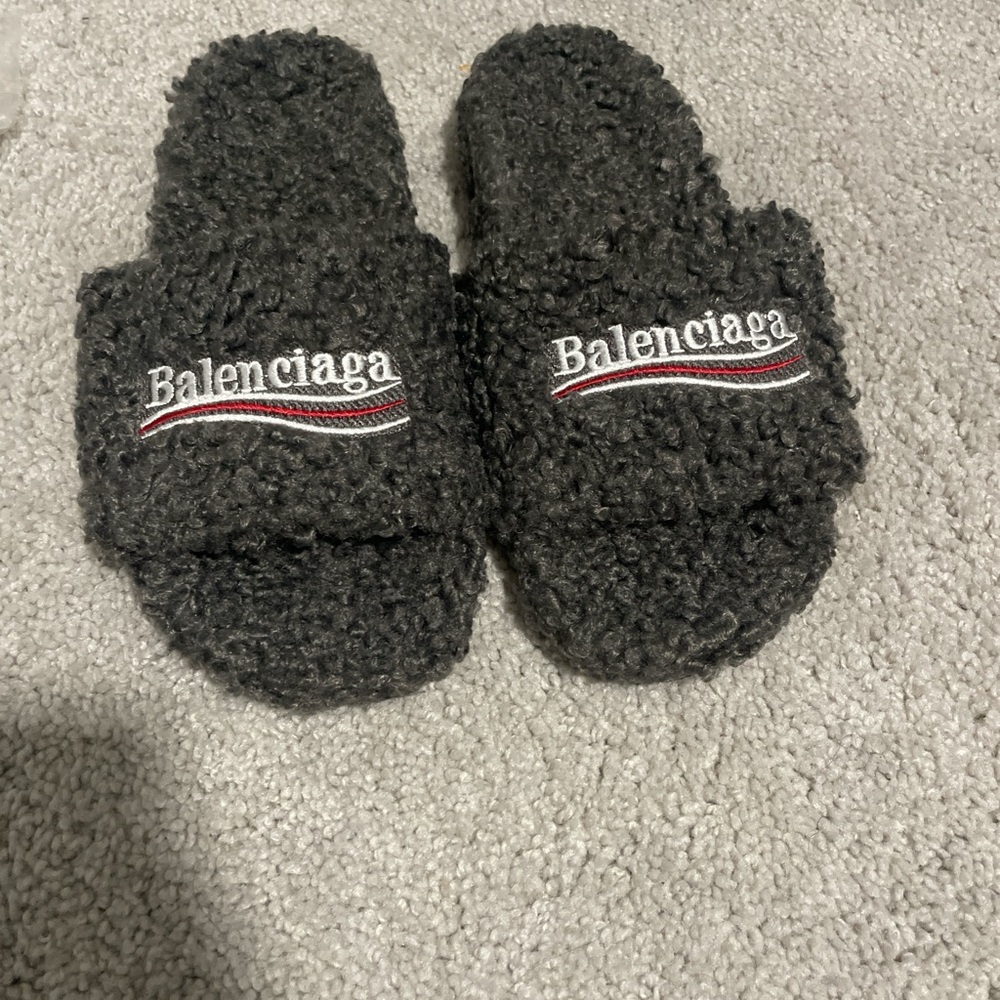 Balenciaga Charcoal Textured Slides